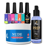 Kit Iniciante Unha De Fibra Gel Psiu Prep Primer Top Coat 