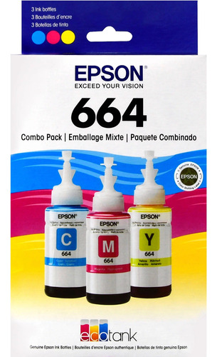 Botella Pack X 3 Color Epson T664 Original L110 L1300 L1455