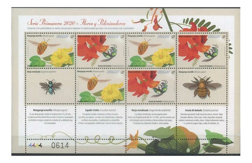 2020 Flores Insectos Abejas - Uruguay ( Bloque) Mint