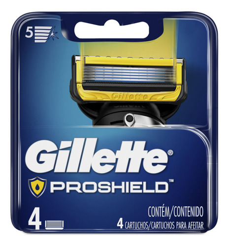 Gillette Fusion Proshield Repuestos Afeitadora X 4 Cartuchos