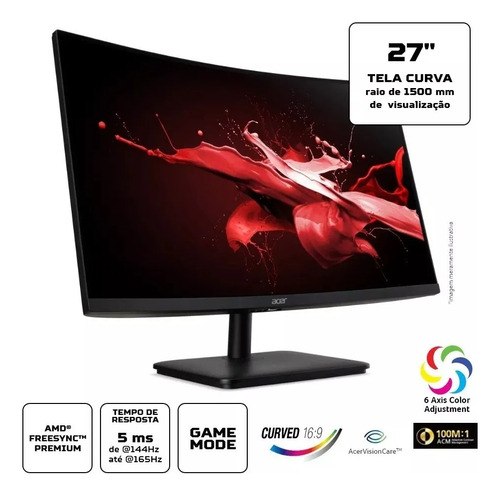 Monitor Gamer 165hz Acer Nitro Curvo 27' Va Ed270r Bivolt