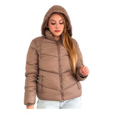 Campera Puffer Inflable Mujer Corderito Capucha Desmontable.