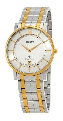 Reloj Orient Clásico Con Esfera Blanca Fgw01003w0 E-watch Color De La Correa Plateado Color Del Bisel Dorado Color Del Fondo Plateado