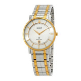 Reloj Orient Clásico Con Esfera Blanca Fgw01003w0 E-watch Color De La Correa Plateado Color Del Bisel Dorado Color Del Fondo Plateado