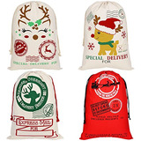 4 Bolsas Grandes De Santa Sacks De Lona Regalo De Navid...