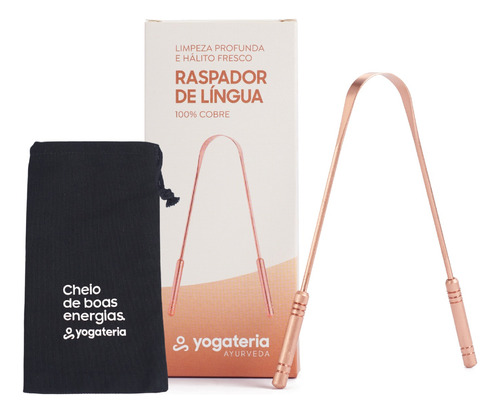 Kit Limpador Raspador De Língua Cobre Puro E Bolsinha - 1und