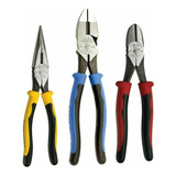 Set 3 Pinzas Klein Tools Pro Electricista,corte,punta