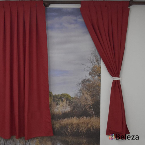 Cortina Tropical Corta Lisa 2 Paños De 1.45 M X 1.50 M