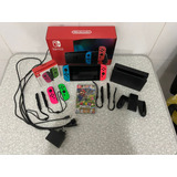 Nintendo Switch Usado Original Completo 4 Controles + Jogo