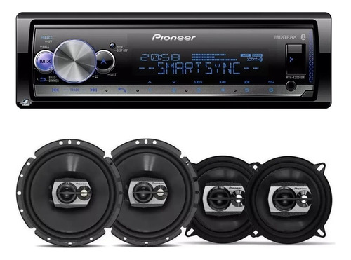 Aparelho Som Pioneer Bluetooth Usb + 4 Alto Falantes Portas