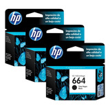 Combo 3 Cartucho Tinta Hp 664 Negro F6v29al Originales 1115