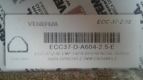 Empacadura Tapa Diferencial Dodge Nen A604 2.5mm Foto 2