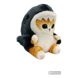 Peluche Gatito Gato Michi Disfraz Tiburon Grande 30cm Kawaii