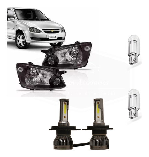 Juego Optica Corsa Classic Negra + Cree Led + Posicion