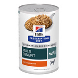 Alimento Hill's Prescription Diet Multi-benefit W/d Para Cão Adulto Todos Os Tamanhos Sabor Frango Em Lata De 370g