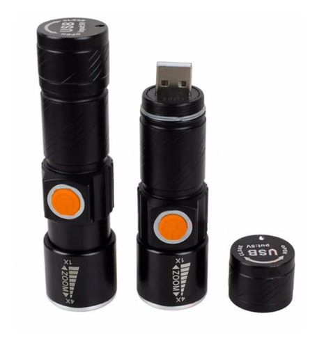 Linterna Táctica Led 120 Lm Zoom Recargable Usb *sin Cables*