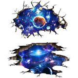 Pegatinas De Pared 3d Space Galaxy, Paquete De 2, Extraíbles