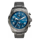 Reloj Fossil Bronson Fs5711 Negro Tablero Azul Formal 