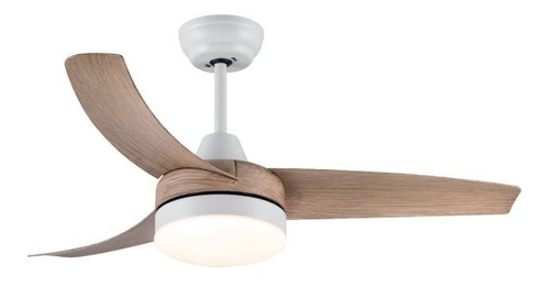 Ventilador De Techo 421 C Blanco Y Madera Decorativo Luz 24w