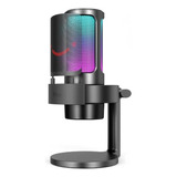 Microfone Fifine A8 Condensador Ampligame Rgb De Mesa Preto