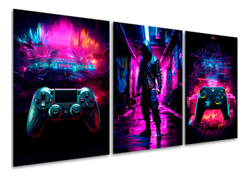 Quadros Decorativos Gamer Jogos Video Game Neon Sala Quarto