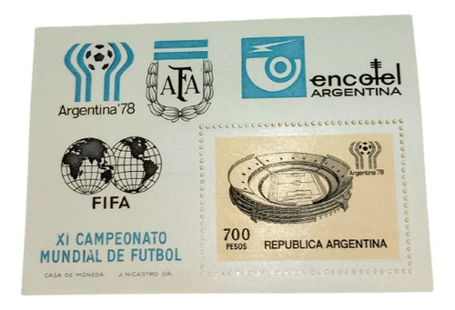 Bloque Mundial Argentina 78- Encotel-afa- 700 Pesos P.hb27