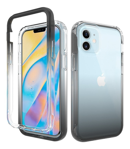 Funda 360 Para iPhone Uso Rudo Bicolor Transparente 