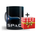 Caneca Spacex 325ml Xícara Porcelana + Caixa Brinde