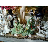 Porcelana Grande 2 Damas Japonesas Musicas  Antiguas