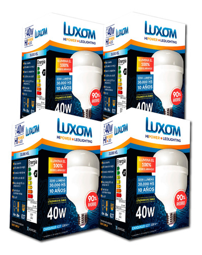 Pack X 4 Lamparas Led Hi Power Galponera 40w E27 D