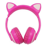 Headphone Fone De Ouvido Orelha Gato Infantil Led E Fio P2 Cor Rosa Cor Da Luz Vermelho