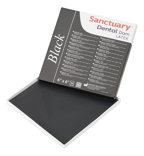 Goma Dique Sanctuary Dental Dam Negra 6x6 X36 Hojas