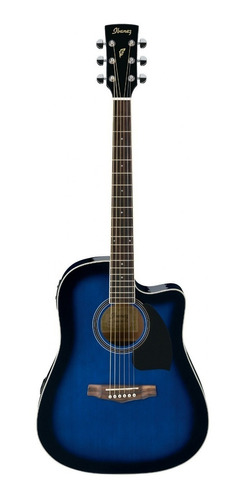 Ibanez Guitarra Electroacustica Azul Somb Transp Pf15ecetbs