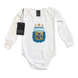 Body Bebe Manga Larga Argentina Campeon Dibujo Logo - Ar5