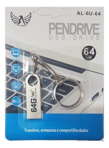 Pendrive 64gb Modelo Chaveiro Inox Original Pen Drive 64gb