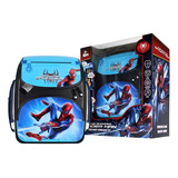 Alcancía Electrónica Spiderman Mochila Luz Y Sonido Araña Color Azul Spider-man