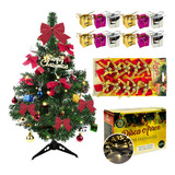 Árvore Natal Pequena Decorativa Vários Enfeites Pisca Luxo