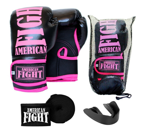 Kit Boxe Muay Thai Mma - Luva Bandagem Bucal American Fight