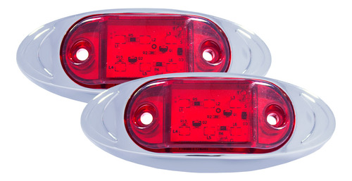 2 Plafones Laterales 6 Leds Rojos Elípticos Tunelight