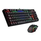 Kit De Teclado Y Mouse Gamer Redragon K551rgb-ba Español Latinoamérica De Color Negro