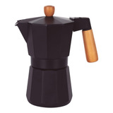 Cafetera Italiana Moka 6 Tazas Aluminio Mango Madera 