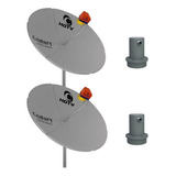 Kit 2 Antenas Digital Chapa 1,50m C/ Lnbf Ku Simples Century