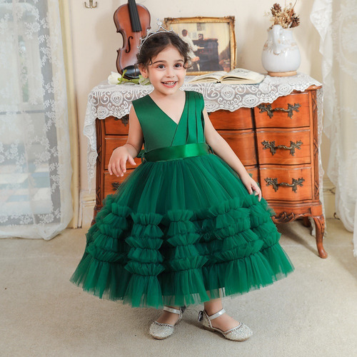 Vestido De Princesa De Navidad Manga Corta Tutu Para Niñas