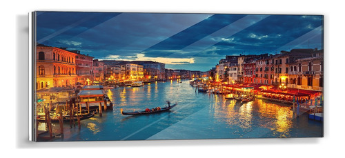 Cuadro Venecia De Noche, Gran  Canal En Acrílico 50x120cm