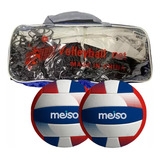 Combo Red De Voley Con Tensor + 2 Pelotas Voleyball Oficial