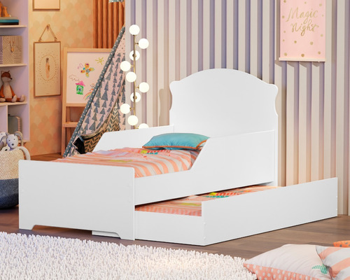 Mini Cama Com Auxiliar / Bicama Infantil Com Proteção Branca