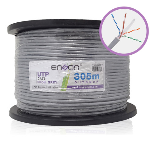 Cable Utp Exterior Cat6 100% Cobre Bobina 305mts Video Cctv 