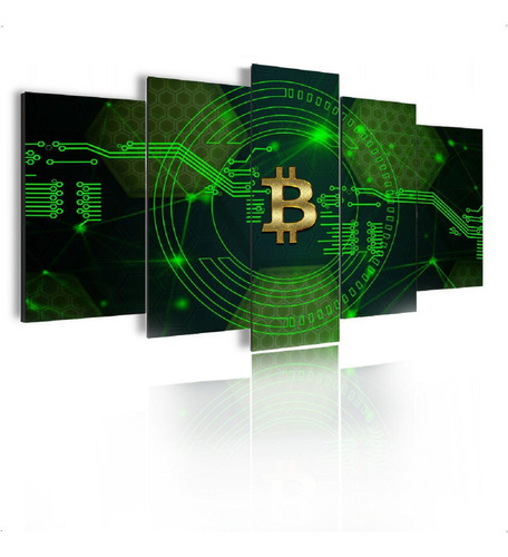 Kit Quadro Decorativo Sala Grande E Quarto Bitcoin Mosaico