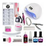 Kit Unhas Alongamento Gel Acrygel Fibra Cabine + Lixadeira