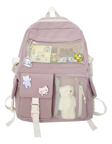 Mochila Escolar De Multiples Bolsillos Zitouryo Kawaii Rosa